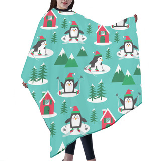 Personality  Cute Penguins Skiing Hair Cutting Cape