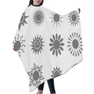 Personality  Sun Icons Set. Hair Cutting Cape