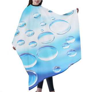 Personality  Close-up View Of Beautiful Transparent Water Drops On Blue Abstract Background Hair Cutting Cape