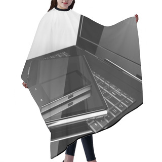 Personality  Mobile Phone With Pad And Laptop Hair Cutting Cape
