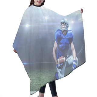 Personality  American Football Player With Ball Kneeling Hair Cutting Cape