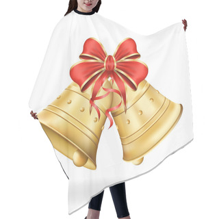 Personality  Christmas Bells With Red Bow On White Background. Xmas Decoratio Hair Cutting Cape