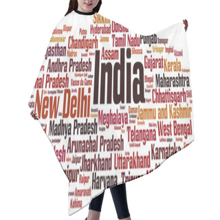 Personality  Cities In India Word Cloud Concept. Vector Illustration Hair Cutting Cape