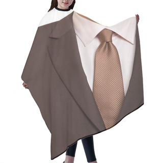 Personality  Brown Suit With Tie Hair Cutting Cape