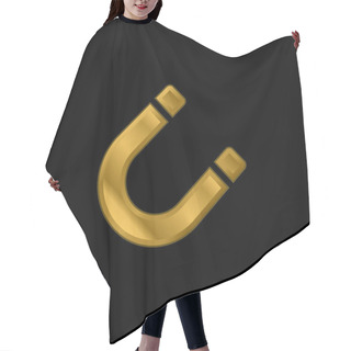 Personality  Attraction Gold Plated Metalic Icon Or Logo Vector Hair Cutting Cape