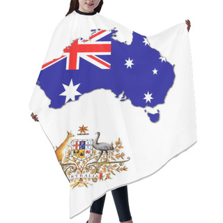 Personality  The Map, Flag And The Arms Of Australia Hair Cutting Cape