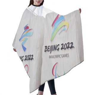 Personality  View Of The Official Emblems Of The Olympic And Paralympic Winter Games Beijing 2022 On Display At The Beijing National Aquatics Center, Also Known As The Water Cube, In Beijing, China, 7 August 2018 Hair Cutting Cape