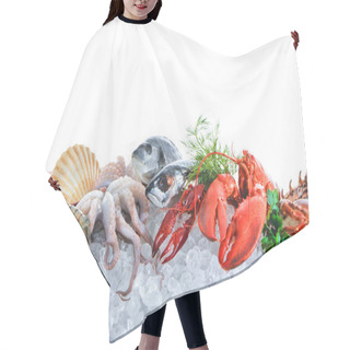 Personality  Fresh Seafood On Crushed Ice Hair Cutting Cape