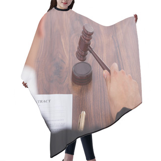 Personality  Judge Knocking Gavel Hair Cutting Cape