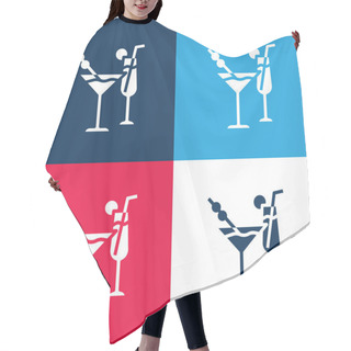 Personality  Beverage Blue And Red Four Color Minimal Icon Set Hair Cutting Cape