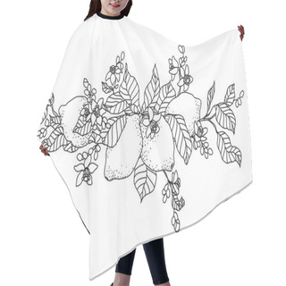 Personality  Lemon Tree In Tattoo Style Image. Light Little Flowers With Frui Hair Cutting Cape