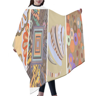 Personality  Artistic Abstract Vector. Poster With Fancy Curved Shapes In Graffiti Wall Style. Cubism Art Design Elements. Modern Mystic Natural Spiritual Idea. Futuristic Geometry In Hand Drawing Line. Hair Cutting Cape
