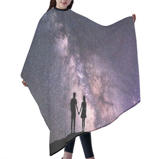 Personality  Silhouette Of Couple  Standing  Hair Cutting Cape