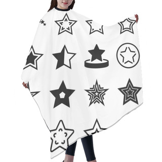 Personality  Stars Flat Icon Set Isolated On White Background Hair Cutting Cape