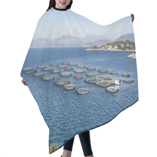 Personality  Fish Farm With Floating Cages Hair Cutting Cape