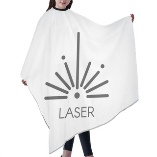Personality  Laser Ray Half Circle Icon Drawing In Outline Design. Graphic Thin Line Stroke Pictograph. Technology Concept Contour Web Sign. Vector Illustration Of Laser Cutting Series Hair Cutting Cape