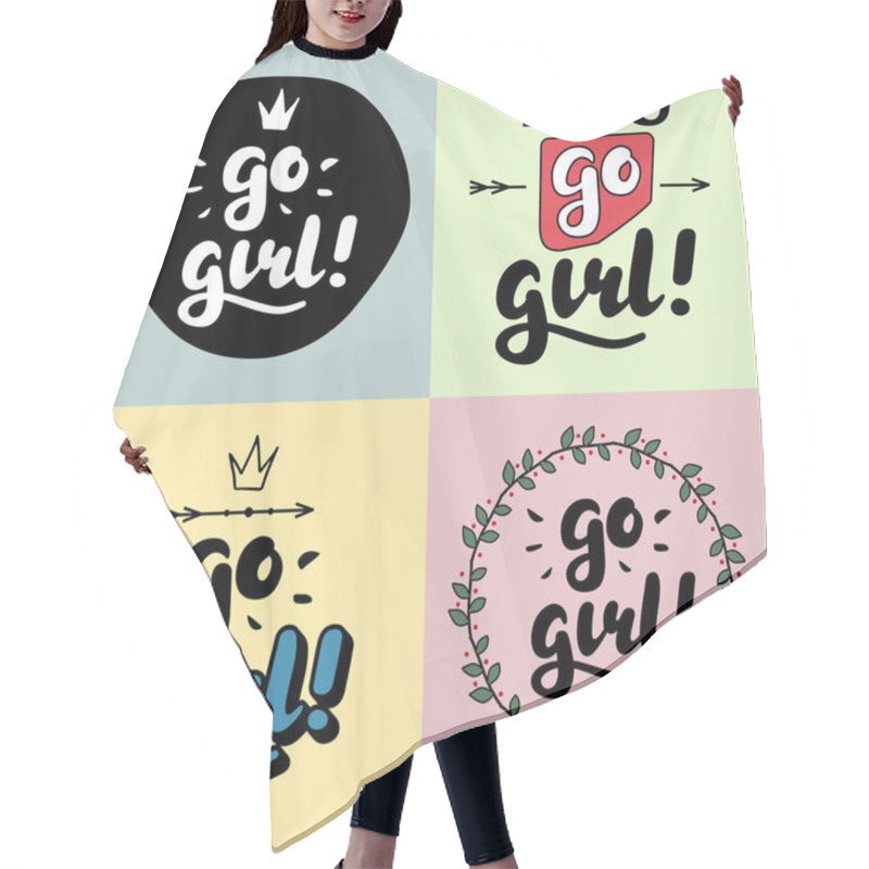 Personality  Go Girl Hand Lettering Illustration Hair Cutting Cape