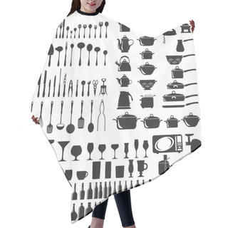 Personality  Set Of Cutlery Icons Hair Cutting Cape