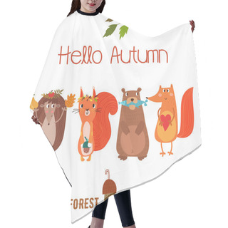 Personality  Autumn Card With Cute Animals Hair Cutting Cape