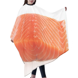 Personality  Salmon Fillet Steak Over White Hair Cutting Cape