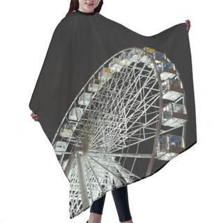 Personality  Selective Focus Of Illuminated Observation Wheel At Night On Black Background Hair Cutting Cape