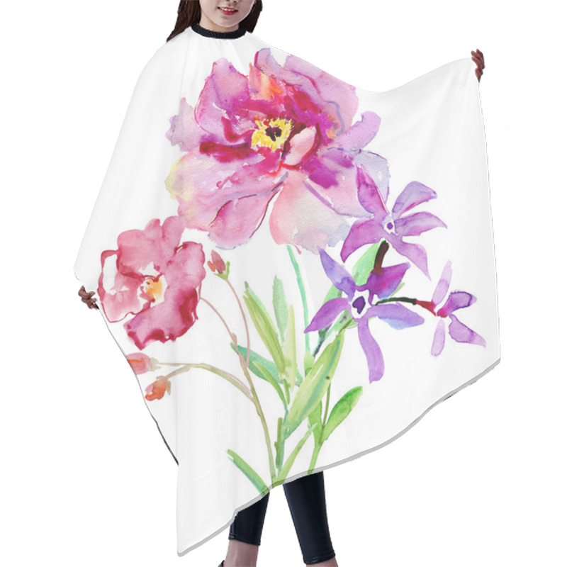 Personality  Colorful wild flowers illustration hair cutting cape