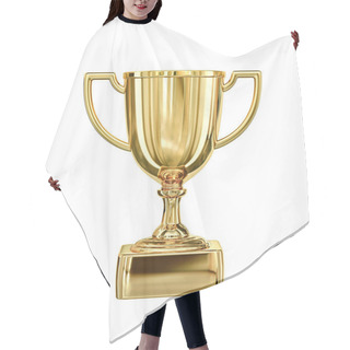 Personality  Golden Champion Cup Isolated On White. Clipping Path Included Hair Cutting Cape