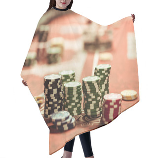 Personality  Poker Chips On Table Hair Cutting Cape