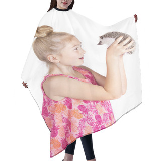 Personality  A Young Girl Inspecting Her Pet Hedgehog Hair Cutting Cape