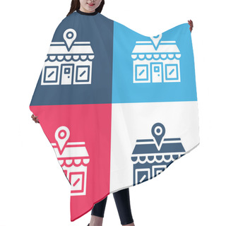 Personality  Address Blue And Red Four Color Minimal Icon Set Hair Cutting Cape