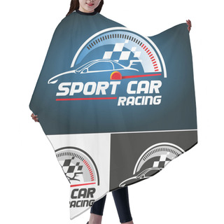 Personality  Vector Illustration, Symbol Of Sport Car Racing Event Hair Cutting Cape