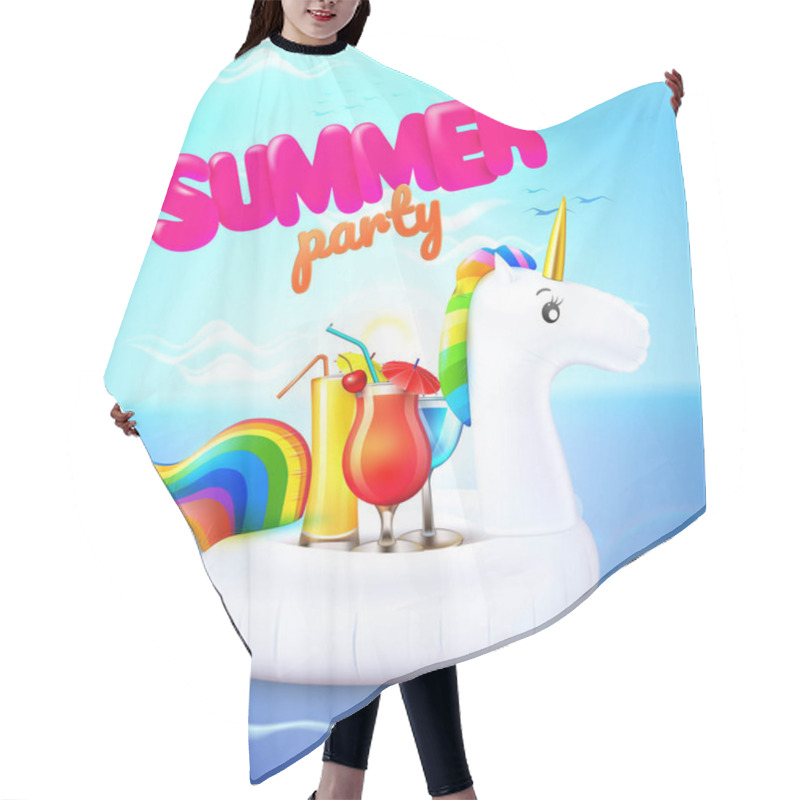 Personality  Vector Summer Party Unicorn Inflatable Pool Ring Hair Cutting Cape