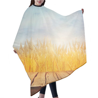 Personality  Wheat Field In Summer With Table Hair Cutting Cape