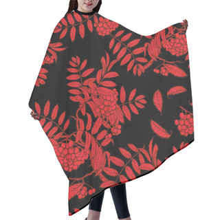 Personality  Autumn Rowanberry Leaves And Berries Seamless Pattern Red  Black Hair Cutting Cape
