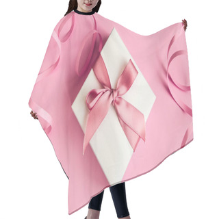 Personality  White Gift Box With Pink Ribbon On The Pink Background Hair Cutting Cape
