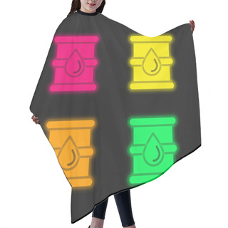 Personality  Barrel Four Color Glowing Neon Vector Icon Hair Cutting Cape
