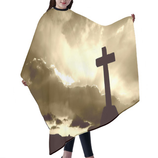 Personality  Cross Detail In Silhouette And The Clouds In The Sky Hair Cutting Cape