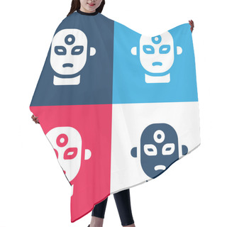Personality  Alien Blue And Red Four Color Minimal Icon Set Hair Cutting Cape