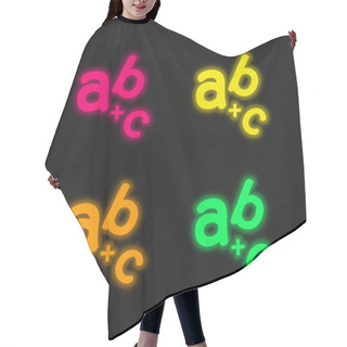 Personality  Alphabet Four Color Glowing Neon Vector Icon Hair Cutting Cape