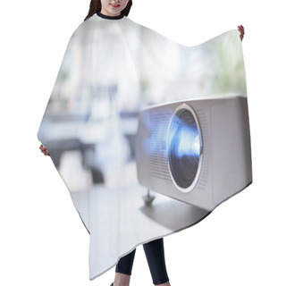 Personality  LCD Video Projector At Business Conference Or Lecture In Office With Copy Space Hair Cutting Cape