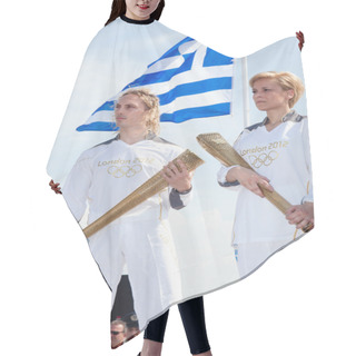 Personality  Thessaloniki Welcomes Olympic Torch Hair Cutting Cape