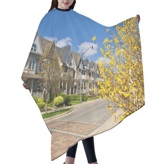Personality  Houses On Residential Street In Spring Hair Cutting Cape