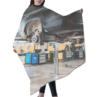 Personality  Modern Car Raised On Car Lift For Diagnostics In Workshop Hair Cutting Cape