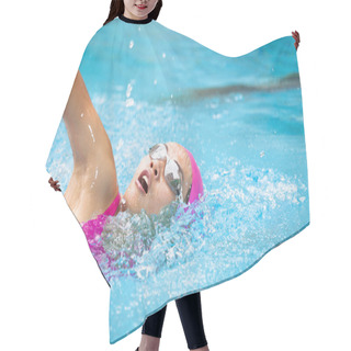 Personality  Young Women Is Swimming In The Pool  Hair Cutting Cape