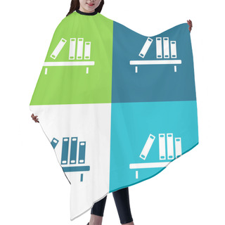Personality  Book Shelf Flat Four Color Minimal Icon Set Hair Cutting Cape