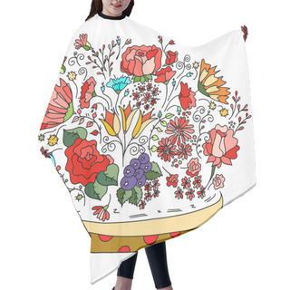 Personality  Beautiful Doodle Art Flowers. Hair Cutting Cape