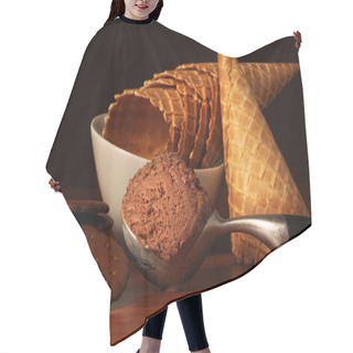 Personality  Scoop Of Rich Chocolate Ice Cream Hair Cutting Cape