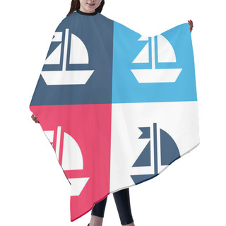 Personality  Boat Blue And Red Four Color Minimal Icon Set Hair Cutting Cape