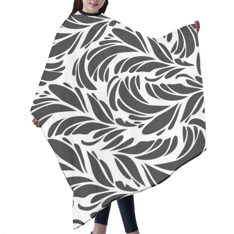 Personality  Seamless Doodle Black Peacock Feathers Pattern. Hair Cutting Cape