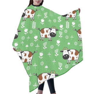 Personality  Cute Cows Seamless Pattern. Childish Background. Vector Illustration Hair Cutting Cape